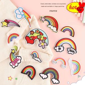 Patches voor kleding Kinderen opstrijkbare Rainbow Sew Cute Small Stitch Designer Thermocollant Rock Hard Jackets Baby Girls Geborduurd