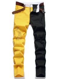 Patchwork Jeans Slim Fit Hip Hop Colorblock Stretch hommes Denim pantalon coton Jean pantalon décontracté grande taille 28-38 14 Styles 17661