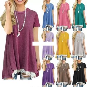 Patchwork Lace Lange T-shirt Dames Top Casual Korte Mouw Tees Maternity Pullover Shirt