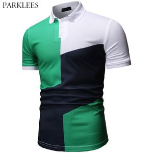 Patchwork Hommes Polos Casual Slim Fit Hit Couleur Polo Shirt Hommes Bouton Up Business Été À Manches Courtes Polo Shirt Hommes 210524