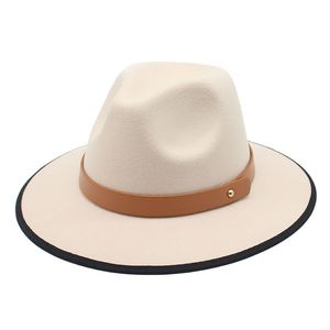 Patchwork Top Hat pour femmes Fedora Chapeau Feutre Chapeaux Femme Fedoras Femme Large Bord Cap Mode Automne Hiver En Plein Air Voyage Caps Fête Cadeau De Noël 2022