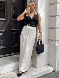 Retalhos cintura magro longo feminino sólido high street elegante moda sem costura vintage branco saia maxi feminina
