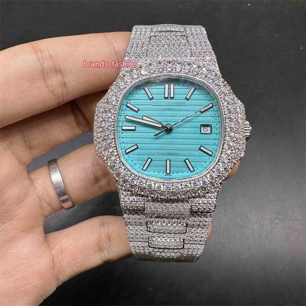 Patekphilippe Out PP Diamonds Regardez la popularité Iced Patcs Regardez Big Man's Diamond Bezel 40mm Taille Shine Diamonds Watches Automatic Mouvement