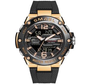 Patentontwerp Fashion SMael 8033 Dual Time 5Bar Alloy Bezel Sport Watch3214956