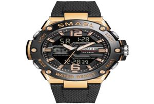 Patentontwerp Fashion SMael 8033 Dual Time 5Bar Alloy Bezel Sport Watch1684858