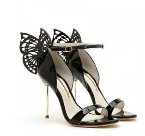 Patent Heel Ladies Leer Hoge Sandalen met gesp vast Hollow Out Butterfly Ornamenten Peep Toe Colors Maat