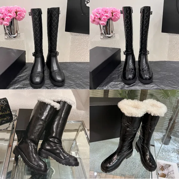 Bottes en peau d'agneau vernies designer femme luxe chaussures en peau d'agneau en peau de mouton noire botte en peau d'agneau velours classiques de la mode chaussure d'extérieur en cuir de veau verni