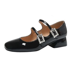 Patent Leather Black Round Round Shoes Mary Jane Balle