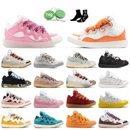 Lavin Leather Curb Sneaker Lavins Casual Schoenen Designer Dames Heren Nappa Kalfsleer Suède Roze Groen Reliëf Moeder Kind Trainers Lavin Platform Sneakers Lavina