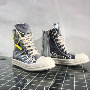 Lakleer heren laarzen holografische zilveren sneaker hoge top heren winterschoenen groot formaat P15d50