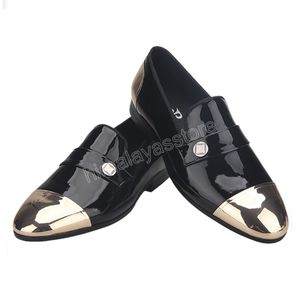 Patentleder loafers voor heren met metalen decoratie klassieke slip-on loafer handgemaakte mocassin voor feest