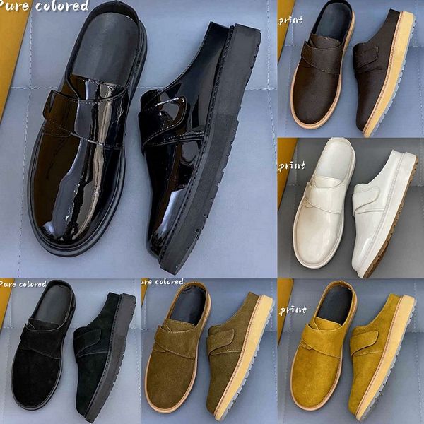 Pantoufles imprimées en cuir verni chaussures de créateur classiques sandales en daim pour hommes chaussures de plage de mode en plein air chaussures de sport confortables antidérapantes chaussures plates respirantes d'été