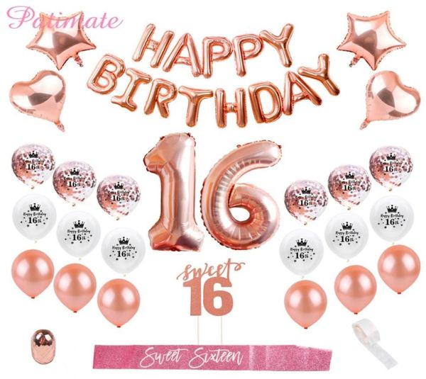 Patimate Joyeux Anniversaire Décors De Fête Enfants Adultes 16ème Anniversaire Ballons Doux 16 Décors De Fête 16 Cadeaux De Fête D'anniversaire Festival1583702