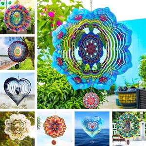 Patio 3D Wind Chime Countryside Garden Decoration Stainless Steel Colorful Tunnel Rotating Pendant Wind Spinner LT681