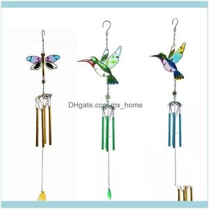 Patio, pelouse maison jardinmétal peint oiseau libellule multi tubes carillons éoliens pour décoration extérieure accordé décor élégant apaisant mélodique Ga