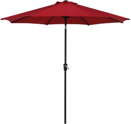 Patio Outdoor Market Paraplu met aluminium automatische kanteling en zwengel zonder voet, rood