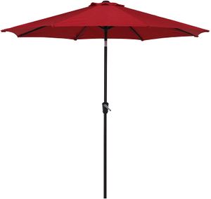 Paraguas de mercado al aire libre para patio con inclinación automática de aluminio y manivela sin base, rojo