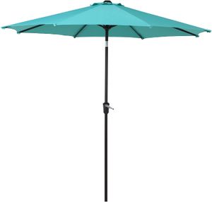 Paraguas de mercado al aire libre para patio con inclinación automática de aluminio y manivela sin base, azul lago