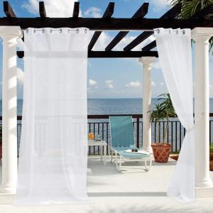 Patio Drapes transparentes, imperméable, rideau d'intimité blanc pour la porte de la porte de patio de cabane, salle de soleil couloir, cabane de piscine, terrasse de la canopée