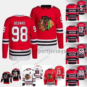 Patrick Kane 98 Connor Bedard Jersey de hockey Taylor Hall Jonathan Toews Petr Mrazek Reese Johnson Anders Bjork Jakub Pour Seth Jones Ian Mitchell