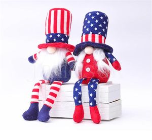 Gnome patriotique en peluche américaine présidente électorale Décoration 4 juillet Gift fait à la main Ornements de maison de poupée naine DB488 DB488