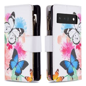 Motif Cas Pour Google Pixel 8 7A 7 6 6A Pro Samsung Portefeuille En Cuir PU TPU Funda Capa Zipper Téléphone Cas