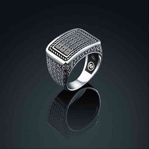 Patroon Eenvoudig ontwerp voor Mannen Pure 925 Sterling Zilveren Ring Gift Accessoires Handgemaakte Turkse Sieraden