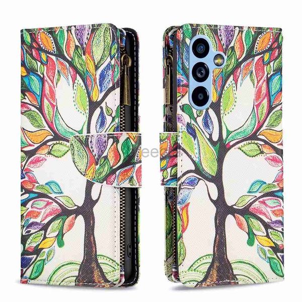 Fundas de patrones para Samsung A35 A55 A25 A24 S24 A14 A34 A54 S23 FE A13 A33 A23 Ultra Plus 4G 5G Funda de cuero con cremallera tipo billetera 240304