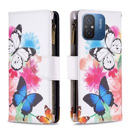 Motifs étuis pour Xiaomi 13 12T POCO M4 Redmi 12C K60 Note 12 A1 Plus 10C 10A Pro 4G 5G portefeuille en cuir fermeture éclair coque de téléphone