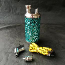 Patrones de accesorios de bongs de vidrio para cachimba de acero inoxidable de dos colores, Pipa colorida para fumar Pipas de vidrio curvadas Pipas para quemadores de aceite Pipa de agua