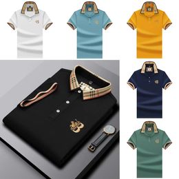 Polo d'été en coton et soie perlée pour hommes, T-shirt à manches courtes avec lettres brodées, décontracté, Business, nouvelle collection 2024