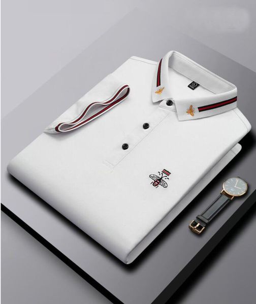 Paul authentique été perle mercerisé coton hommes Polo abeille lettre broderie décontracté solide à manches courtes T-Shirt