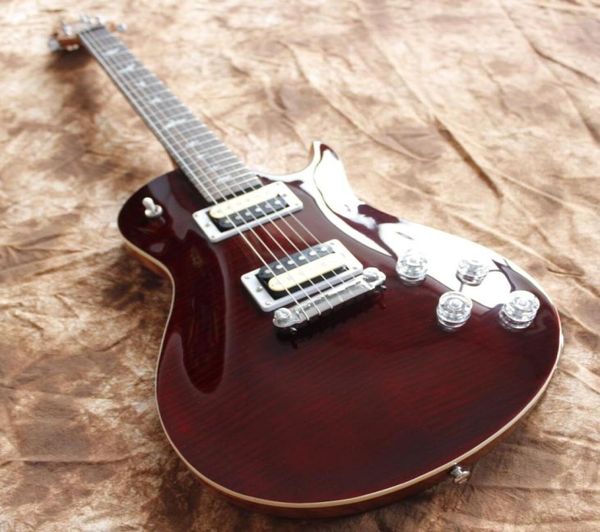 Paul Reed Crimson Dark Red Flame Top Guitarra Electric Guitar Birds White Birds Pickups Zebra envolvente Taille de arrogio cromado hardwa6670559