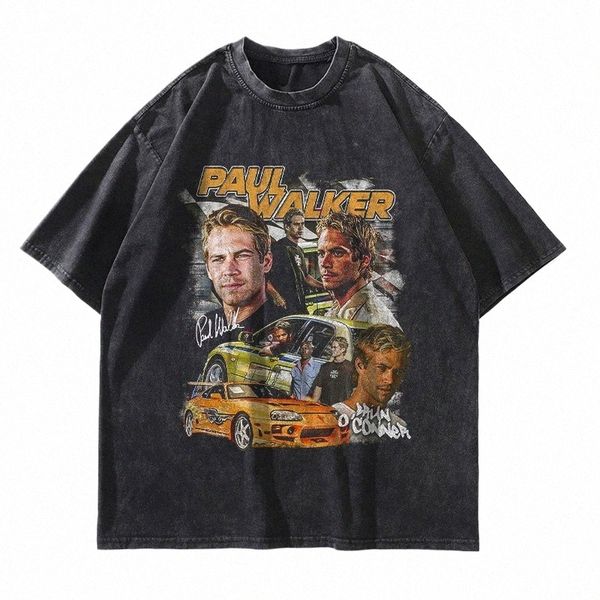 Paul Walker T-shirt imprimé Acteur Walker IV Fast Furious Tops Tees Vintage Wed T-shirt surdimensionné à manches courtes Streetwear Hommes E0t1 #