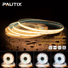 PAUTIX COB LED Strip IP65 Waterdicht 5m 10m DC12V/24V 320 480LEDS/M Flexibele dimbare hoge dichtheid 2700K-6000K LED-stripverlichting