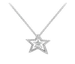 Pave Collier de collier d'étoile asymétrique PENDANT 925 Silver Chain Woman Party Party Up up3045351