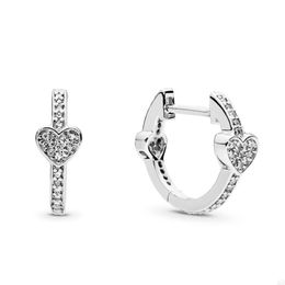 Pave Heart Hoop Boucles d'oreilles pour Pandora Real Sterling Silver Wedding Earring Set designer Jewelry For Women Girls Crystal Diamond Love boucles d'oreilles avec Original Box Set