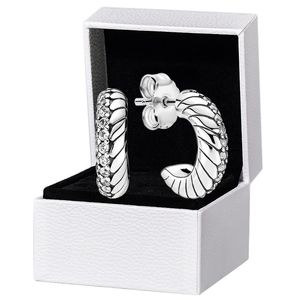 Pave slangenketen Hoop oorbellen voor Pandora Authentieke Sterling Silver Wedding Party Sieraden voor vrouwen Vriendin Gift CZ Diamond Stud Earring met originele doos