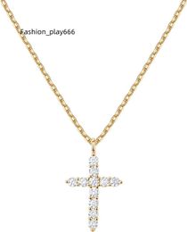 PAVOI 14K Collier pour femmes en croix cubique en or 14k |Collier pendentif croisé