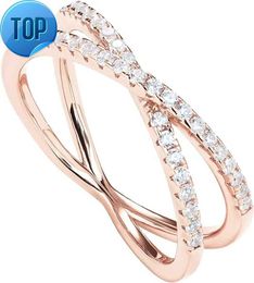 Pavoi 14K Gold Ploated X Ring Simulated Diamond CZ Criss Cross Ring for Women