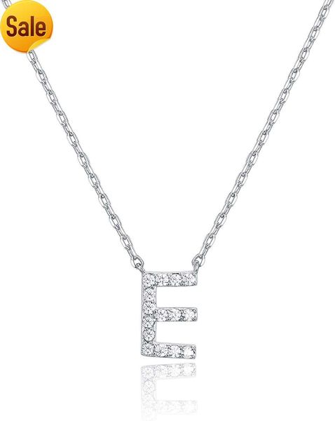 PAVOI Collier initial en plaqué or blanc 14 carats avec zircone cubique | Colliers délicats avec lettres pour femmes