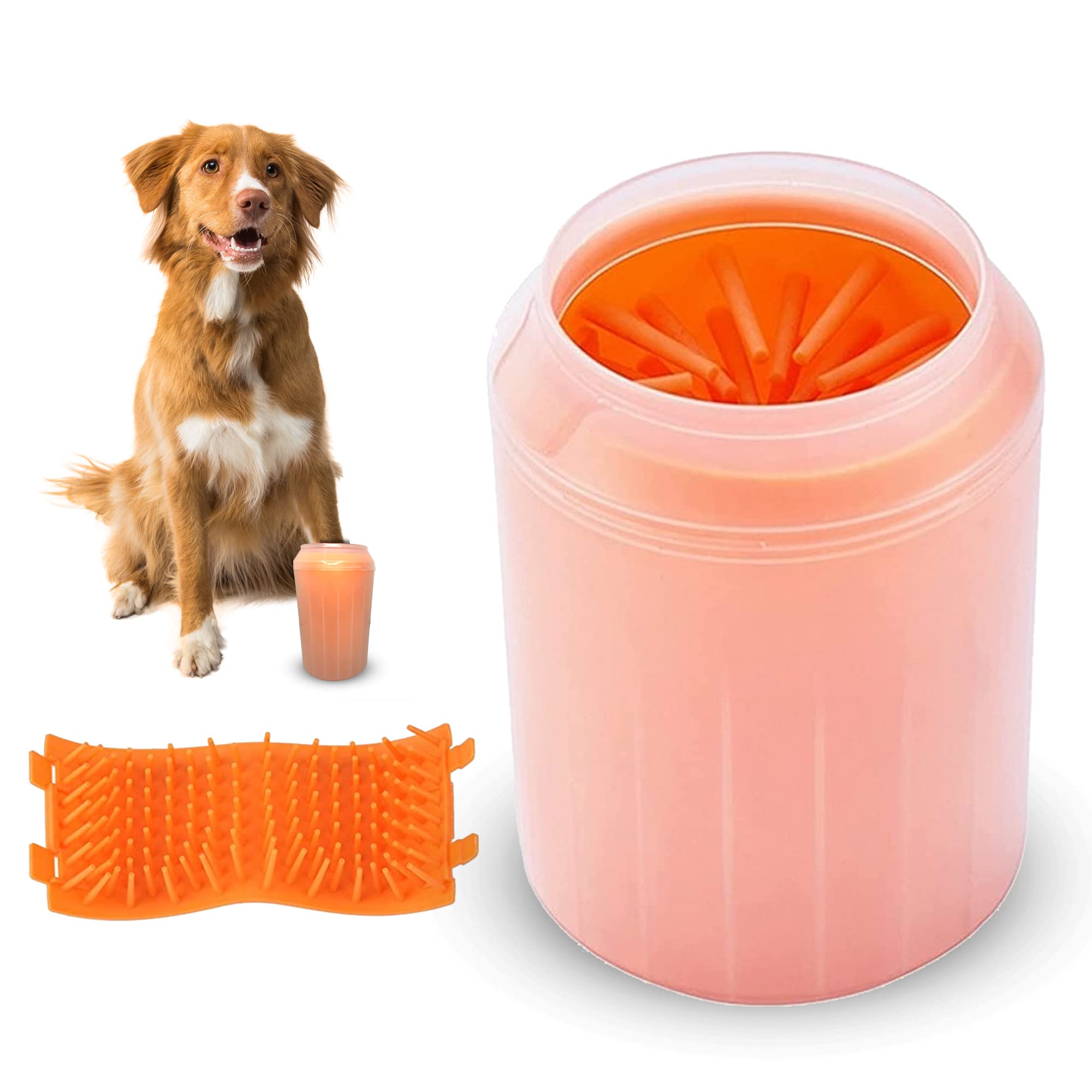 Detergente per zampe per cani Grande tazza lavapiedi per animali domestici 2 in 1 Spazzolino portatile in silicone per piedi Zampa fangosa di taglia grande Nuovi elementi essenziali per cani Regali per proprietari di cani Regali per proprietari di animali domestici