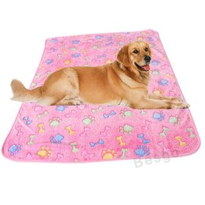 Paw Print Couverture pour animaux de compagnie chenils stylos Chiot Chiens Sommeil Pad Tapis Hiver Chaud Doux Corail Polaire Chien Chat Jeter Couvertures Animaux Fournitures