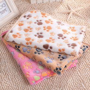 Chenils patte impression couverture pour animaux de compagnie chiot tapis de sommeil tapis doux et chaud polaire chien chat jeter des couvertures