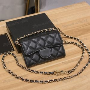 Luxury C Fashion Designer Women Women Chain Card Card Card Card Fluep Patrón clásico Caviar Caviar Lady Lady Purse Small Black Pink Mini Pebble Leather Cadena