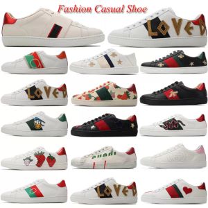 Ace Leather Casual Shoes Grande taille US5-US13 Chaussures blanches Designers Cuir Ace Homme Femmes Baskets Casual Animal Fleur Tigres Bee Stripe Fashion Ace Shoes
