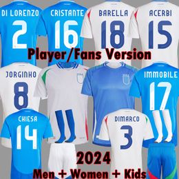 2024 Italys Jerseys de football 24 25 Jorginho insigne dimarco hommes enfants kit chiesa Barella Chiellini Cristante Immobile 125 ans Shirts de football italien 4xl