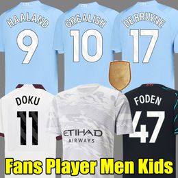 23 24 Maillots de football HAALAND Nouvel An du Dragon GREALISH MANCHESTERS DE BRUYNE MANS DOKU CITY FODEN 3ème 2023 2024 Hommes Kit Kit Chemise de football