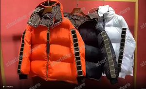xinxinbuy Hombres diseñador Abrigos chaqueta de doble cara Manga cincha estampado algodón mujer negro blanco Naranja S-2XL