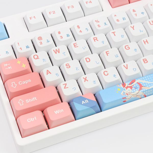PBT Japaneson Anime KeyCap Perfil de perfil Lindo 130 Capas de teclas para teclado de juego mecánico personalizado Mx Switches Pink Caps